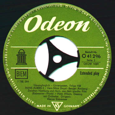 ODEON-EP-Vinyl-Schallplatte O 41296: Unvergnglich - unvergessen Folge 158 Seite 2